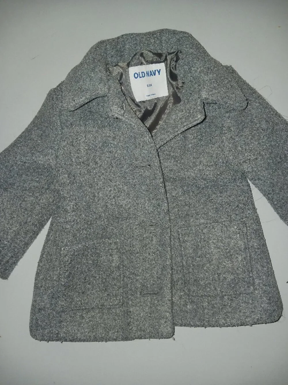 Old Navy Gray Wool Blend Peacoat Jacket 6-12 Months Toddler Classic Winter Coat